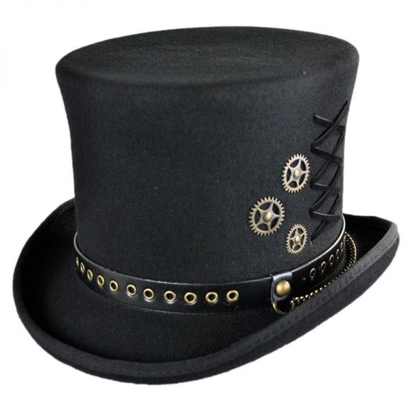 NWT Cov-ver Conner Hats - Australian Wool Chain Steam Punk Top Hat sz L - Picture 1 of 5